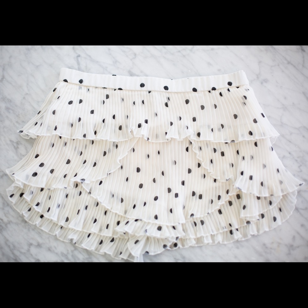White and black polkadot skort
